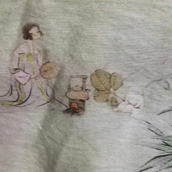 Handmade 100% silk dress, Eastern vibe,  light mint green - Picture 9 of 9